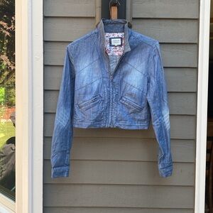 Denim jacket by I Love H81 fits as M cropped